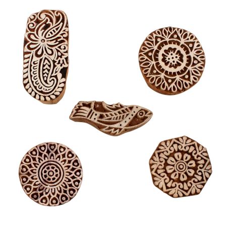 Set of 5 Piece New Mix Wooden Printing Blocks